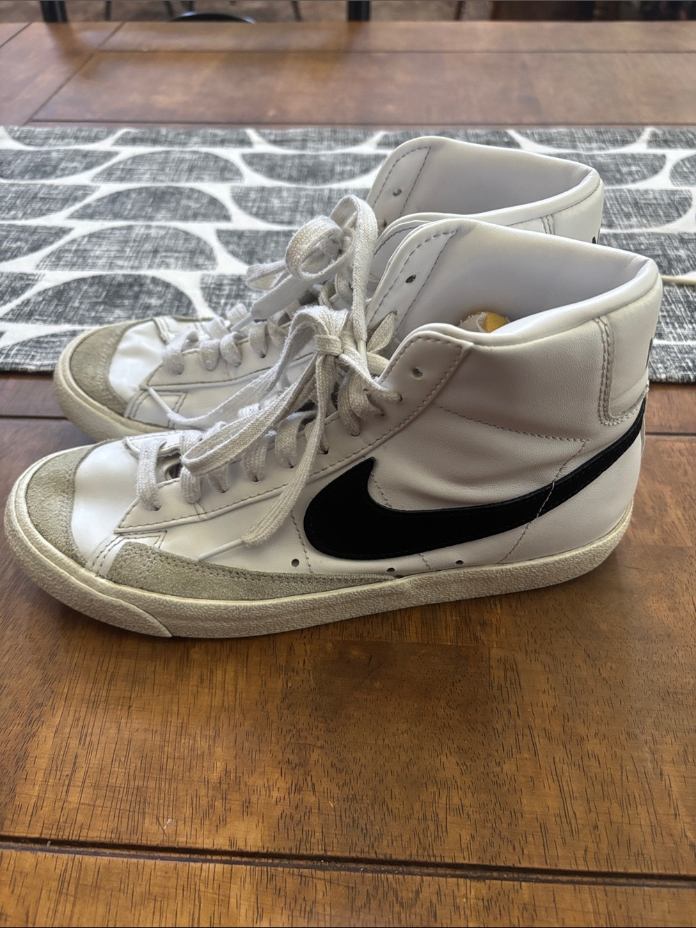 Nike White High-Top Blazers Sneakers with Black Swoosh